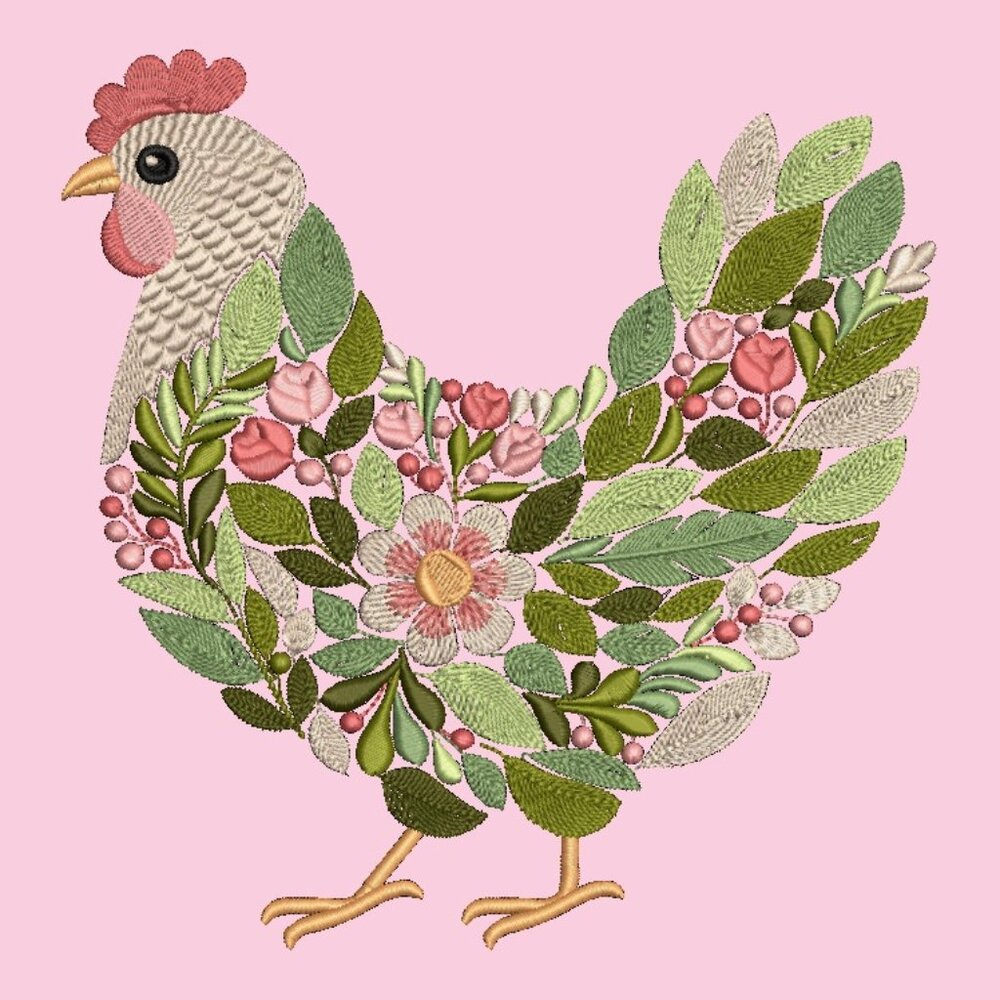 Chicken Sweatshirt TODDLER Embroidered Floral Hen Crewneck Sweatshirt Farm